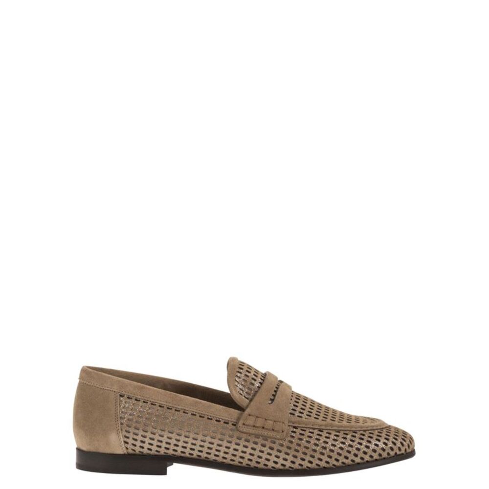 Brunello Cucinelli Women Sparkling Net Leather Loafers